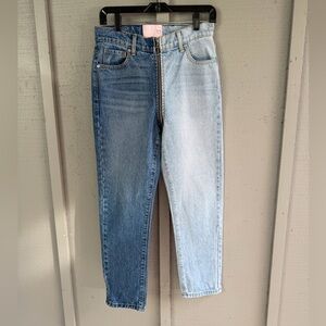 Yin Yang Two Tone High Rise Straight Leg Jeans - 27